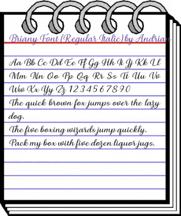 Briany Italic animated font preview Briany Italic animated font preview
