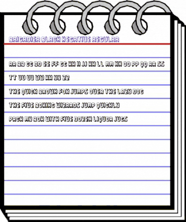 Brigadier Black Negative Regular animated font preview