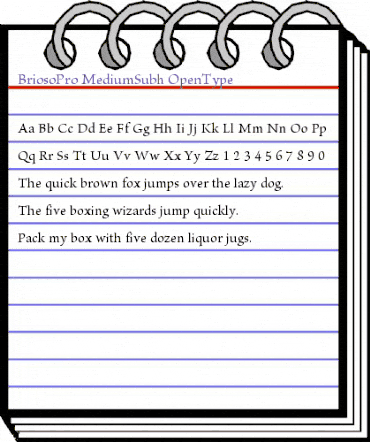 Brioso Pro Medium Subhead animated font preview