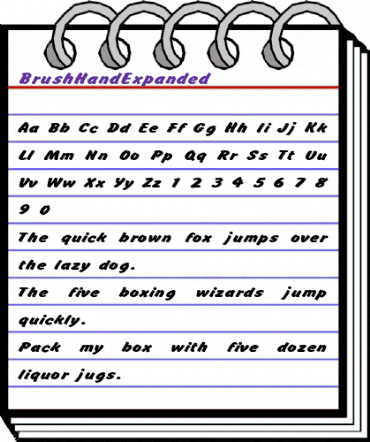 BrushHandExpanded Regular animated font preview