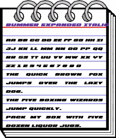 Bummer Expanded Italic Expanded Italic animated font preview