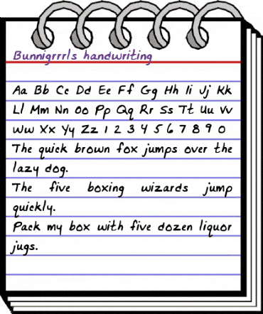 Bunnigrrrl's handwriting Regular animated font preview