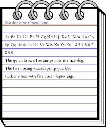 Burdentype Regular animated font preview