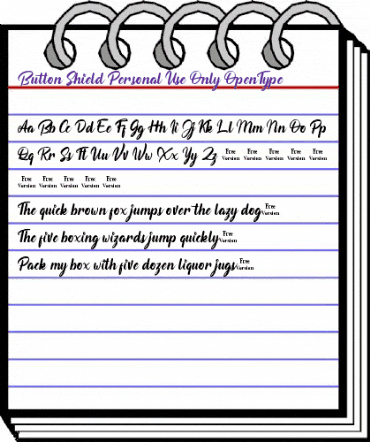 Button Shield Personal Use Only Regular animated font preview