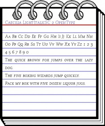 PMN Caecilia 46 Light Italic Small Caps & Oldstyle Figures animated font preview