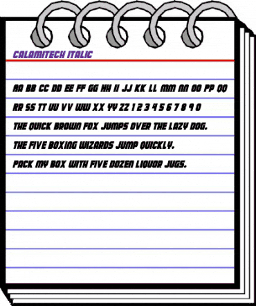 Calamitech Italic animated font preview Calamitech Italic animated font preview