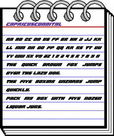 Capricus Condensed Italic Condensed Italic animated font preview Capricus Condensed Italic Condensed Italic animated font preview