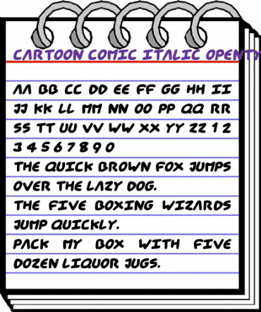 Cartoon Comic Italic animated font preview