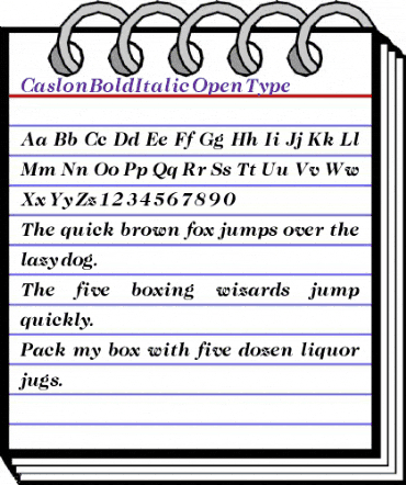 Caslon BoldItalic animated font preview
