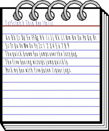 CatScratch Thin Rev Italic Regular animated font preview