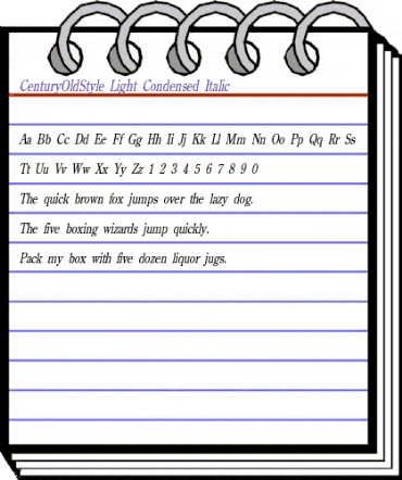 CenturyOldStyle-Light Condensed Italic animated font preview