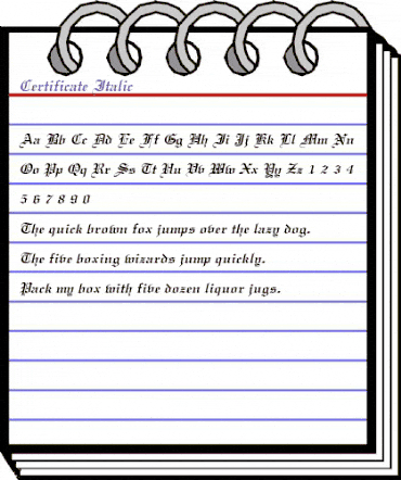 Certificate Italic animated font preview