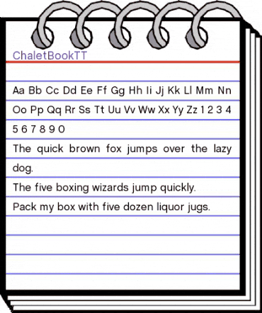 ChaletBookTT Regular animated font preview