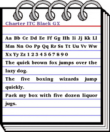 Charter ITC GX Black animated font preview