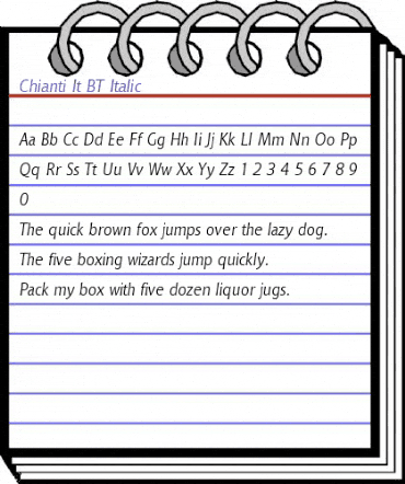 Chianti It BT Italic animated font preview