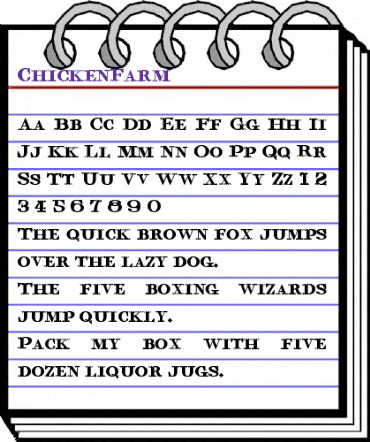 ChickenFarm Regular animated font preview