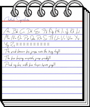 Childish Signature Regular animated font preview