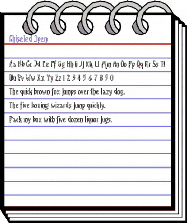 Chiseled Open Regular animated font preview