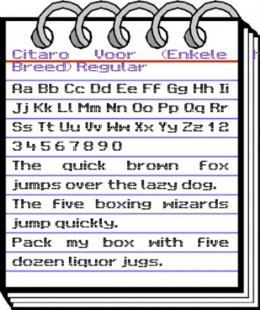 Citaro Voor (Enkele hoogte, Breed) Regular animated font preview