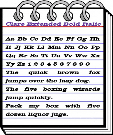 Clare Extended Bold Italic animated font preview Clare Extended Bold Italic animated font preview