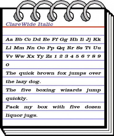 ClareWide Italic animated font preview