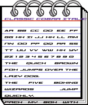 Classic Cobra Italic Italic animated font preview Classic Cobra Italic Italic animated font preview