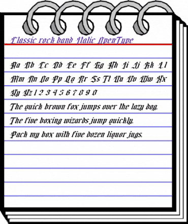 Classic rock band Italic Regular animated font preview Classic rock band Italic Regular animated font preview