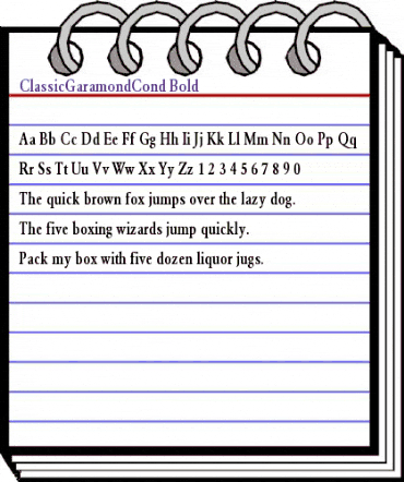 ClassicGaramondCond Bold animated font preview