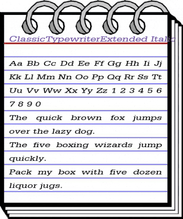 ClassicTypewriterExtended Italic animated font preview ClassicTypewriterExtended Italic animated font preview