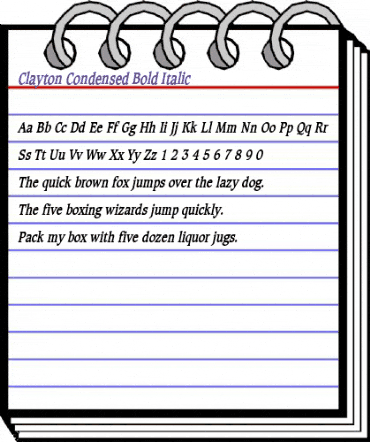 Clayton-Condensed Bold Italic animated font preview