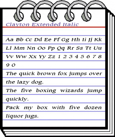 Clayton Extended Italic animated font preview Clayton Extended Italic animated font preview