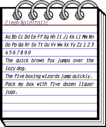 Clean BoldItalic animated font preview