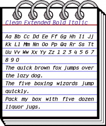 Clean-Extended Bold Italic animated font preview