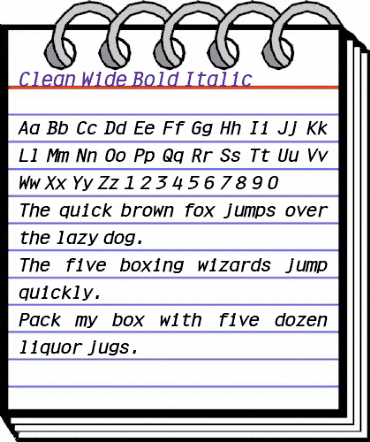 Clean Wide Bold Italic animated font preview