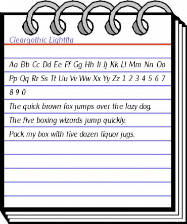 Cleargothic-LightIta Regular animated font preview