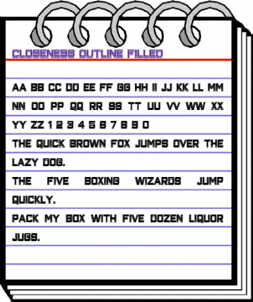 Closeness Outline Filled Regular animated font preview