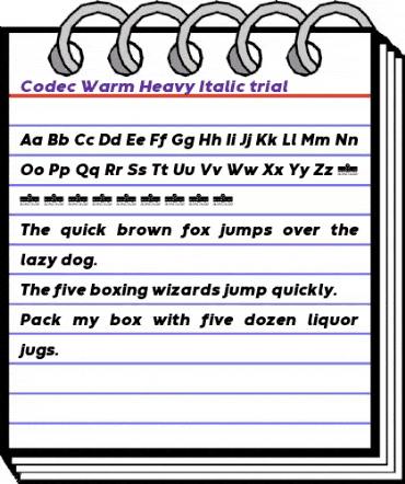 Codec Warm Trial Heavy Italic animated font preview