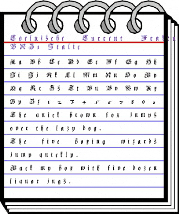 Coelnische Current Fraktur OsF UNZ1 Italic animated font preview