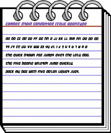 Combat Droid Condensed Italic Condensed Italic animated font preview Combat Droid Condensed Italic Condensed Italic animated font preview