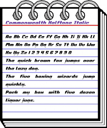 Commonwealth Halftone Italic Italic animated font preview Commonwealth Halftone Italic Italic animated font preview