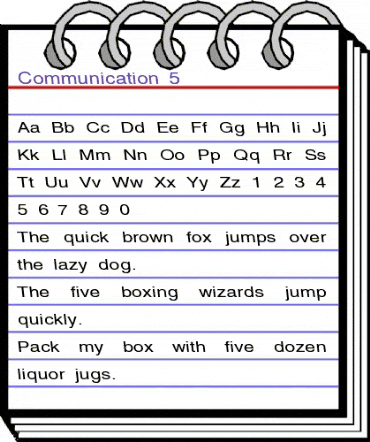 Communication 5 Regular animated font preview