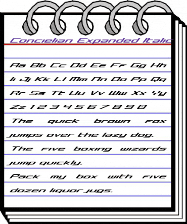 Concielian Expanded Italic Expanded Italic animated font preview Concielian Expanded Italic Expanded Italic animated font preview