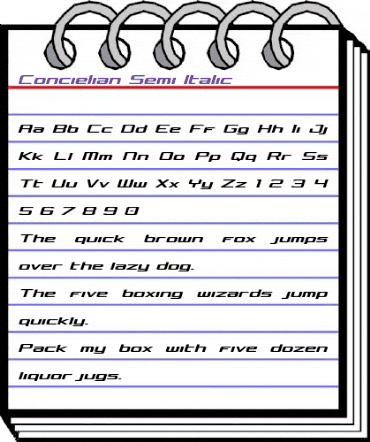 Concielian Semi-Italic Semi-Italic animated font preview Concielian Semi-Italic Semi-Italic animated font preview