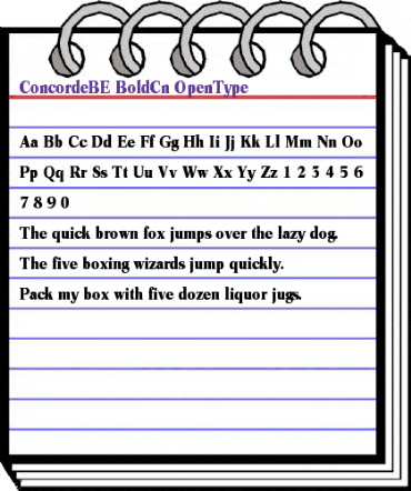 Concorde BE Bold Condensed animated font preview