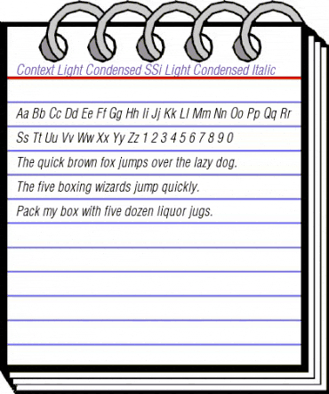 Context Light Condensed SSi Light Condensed Italic animated font preview