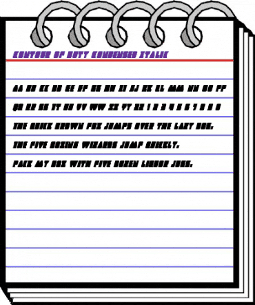 Contour of Duty Condensed Italic Condensed Italic animated font preview Contour of Duty Condensed Italic Condensed Italic animated font preview