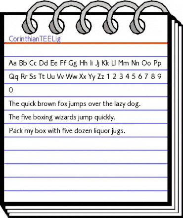 CorinthianTEELig Regular animated font preview
