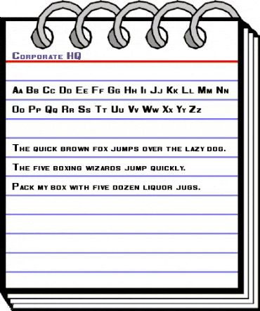 Corporate HQ Regular animated font preview