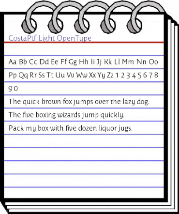Costa Ptf Light animated font preview Costa Ptf Light animated font preview