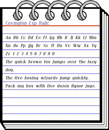 Covington Exp Italic animated font preview Covington Exp Italic animated font preview